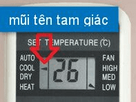 Cách dùng điều khiển điều hoà Midea: 1 - 2 chiều, Inverter 1 mũi tên tam giác trên remote máy lạnh midea