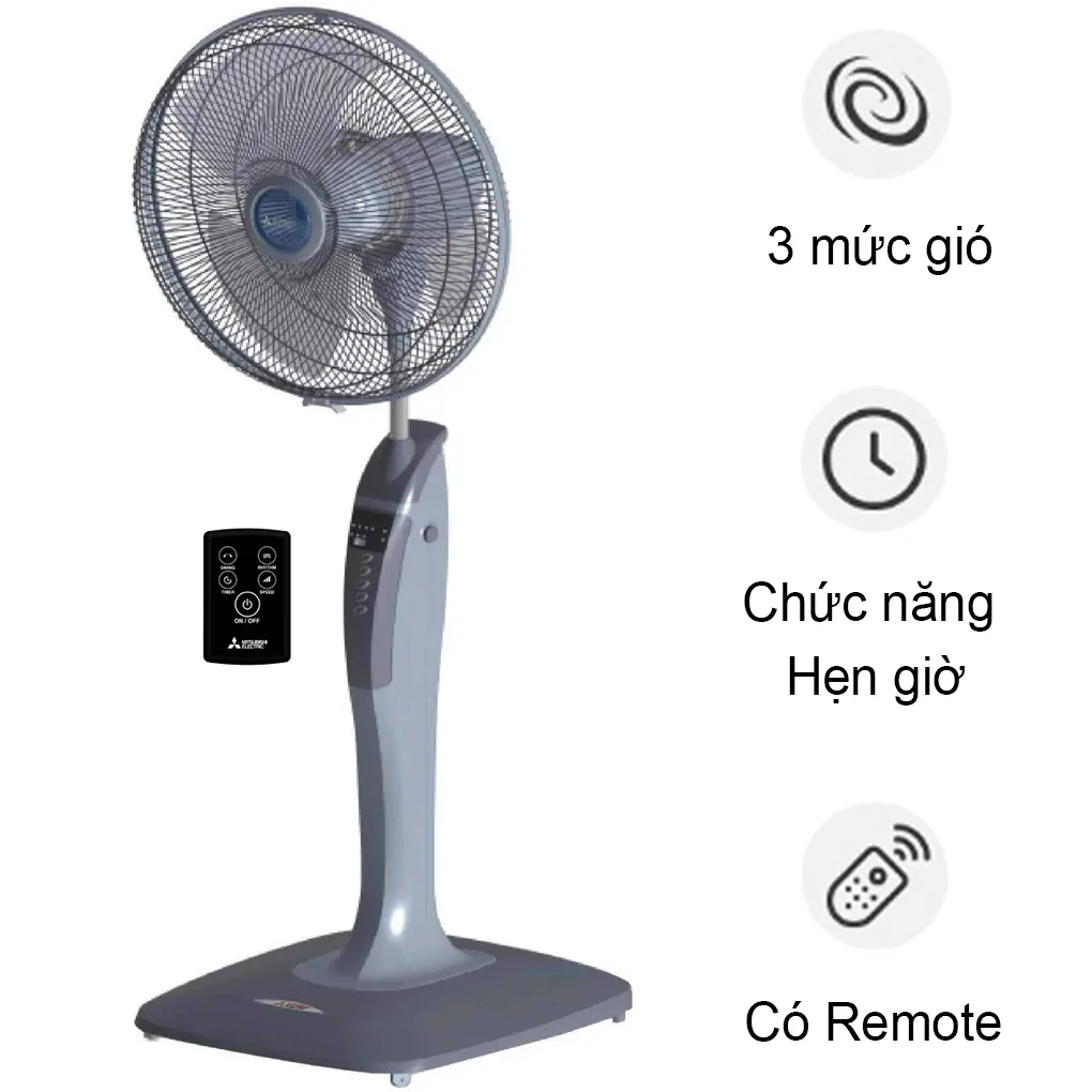 Quạt cây Mitsubishi LV16-RB SF-GY xám nhạt 1 Quạt đứng Mitsubishi LV16-RB SF - hình số 8
