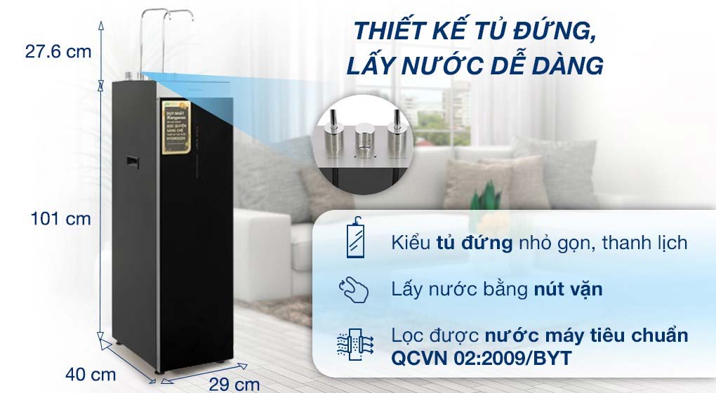 Máy lọc nước Kangaroo KG12A6 có thiết kế dạng đứng gọn gàng Máy lọc nước Kangaroo KG12A6 có thiết kế dạng đứng gọn gàng